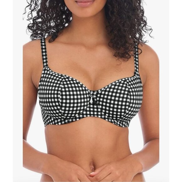 NWT Freya Check In Sweetheart Padded Bikini Top Size 32I Gingham Print Underwire - Picture 1 of 6